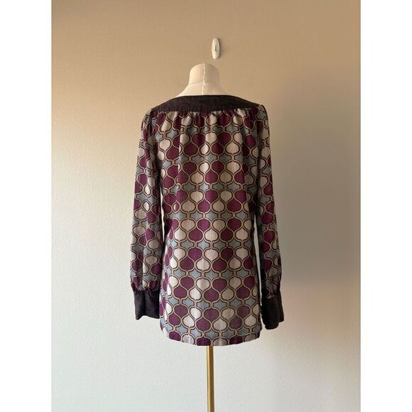 tory burch moroccan print bateau neckline long sleeve blouse - Picture 4 of 6
